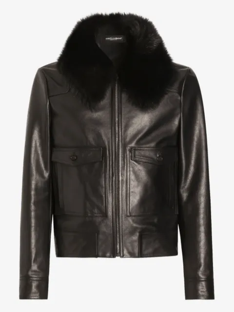 Dolce & Gabbana chamarra con cuello de pelo
