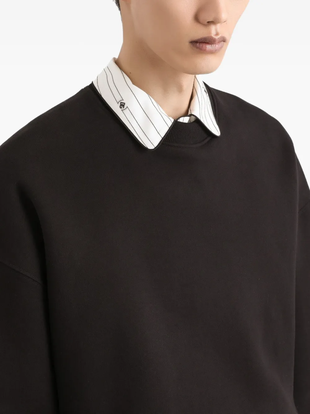 Dolce & Gabbana Cropped Oversized Long Sleeve Sweatshirt In Black
