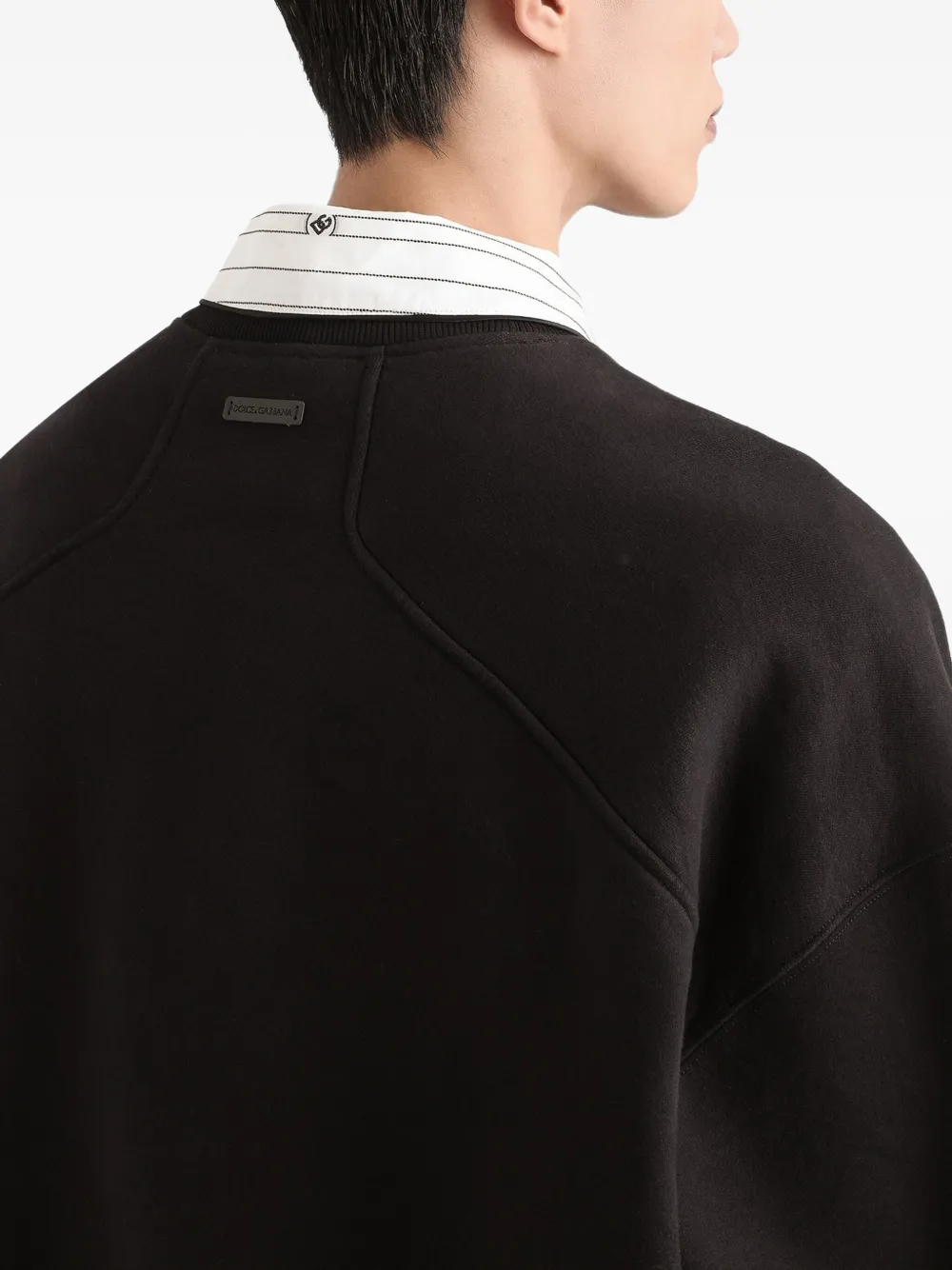 Dolce & Gabbana Cropped Oversized Long Sleeve Sweatshirt In Black