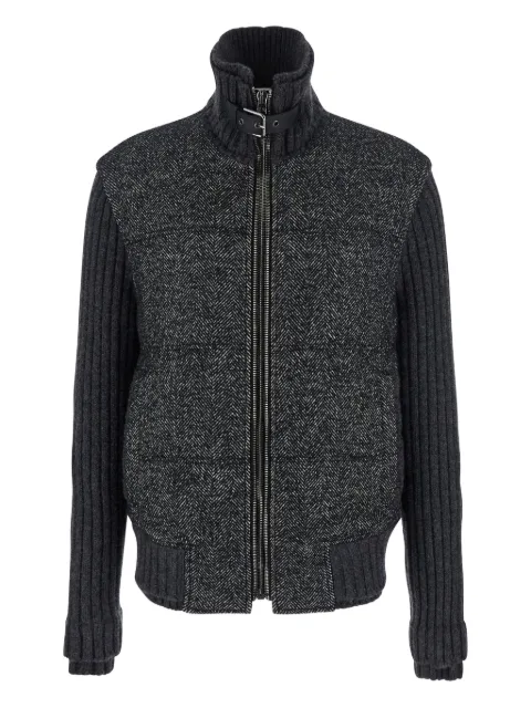 Dolce & Gabbana herringbone-pattern ribbed-knit bomber jacket