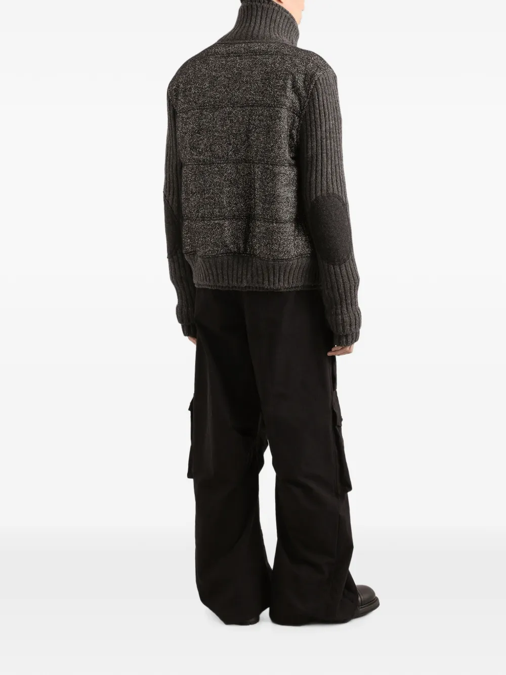 Dolce & Gabbana Ribgebreid bomberjack met visgraatpatroon Grijs