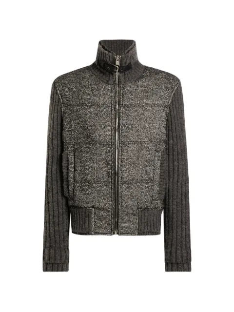 Dolce & Gabbana herringbone-pattern ribbed-knit bomber jacket