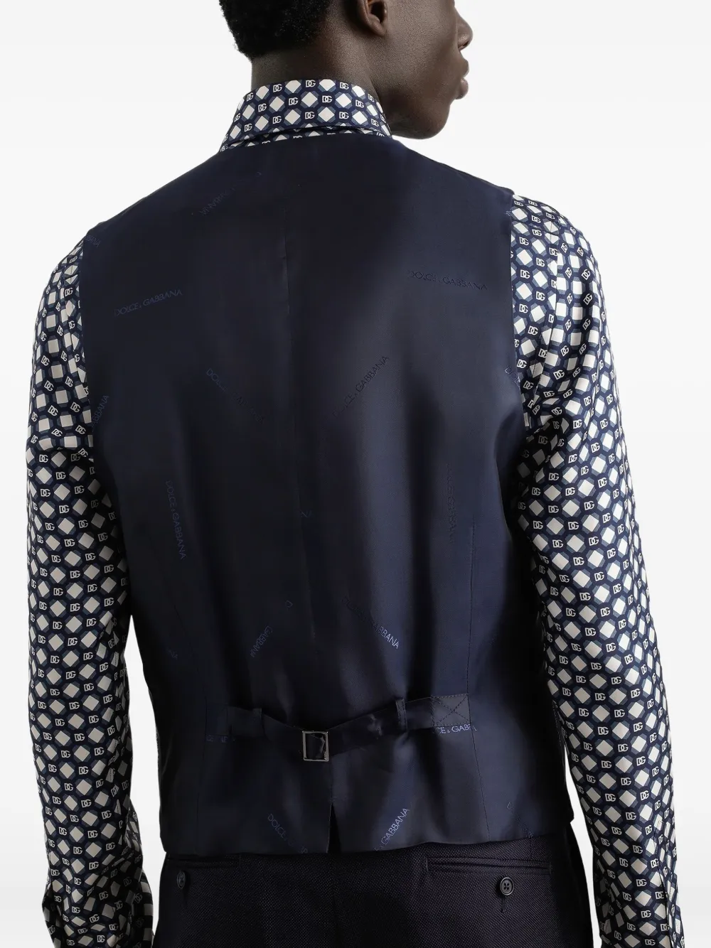 Dolce & Gabbana Single-breasted Micro-patterned Wool Suit In Blue