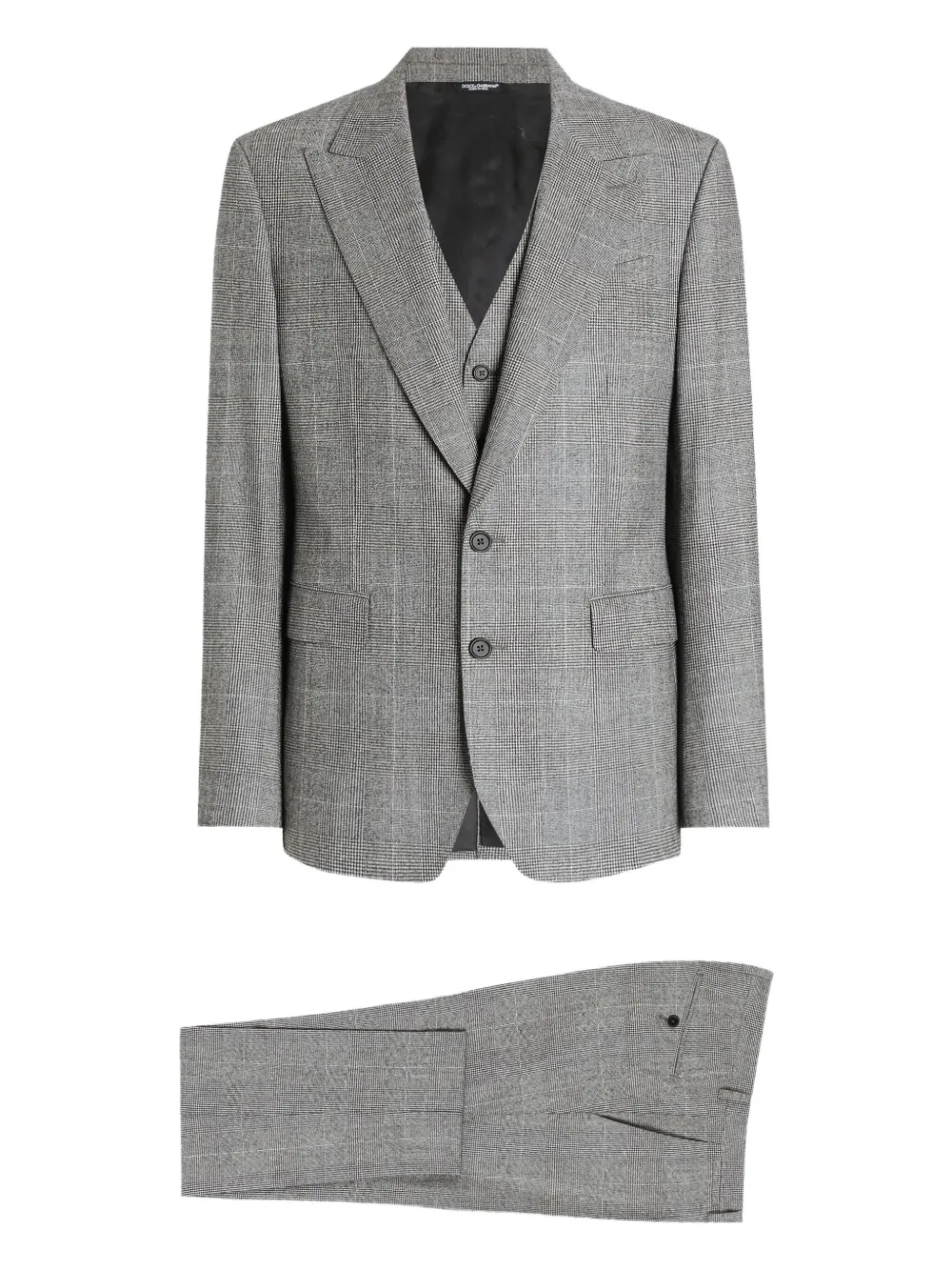 check-pattern three-piece suit