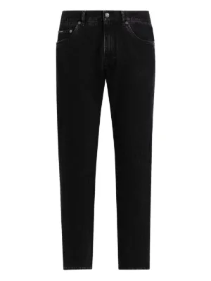 Dolce & Gabbana logo-appliqué tapered-leg Jeans | Black | FARFETCH