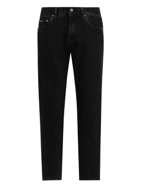 DOLCE&GABBANA ブラックデニム ロゴプレートが綺麗 Dolce & Gabbana ロゴプレート ジーンズ | ブラック | FARFETCH JP