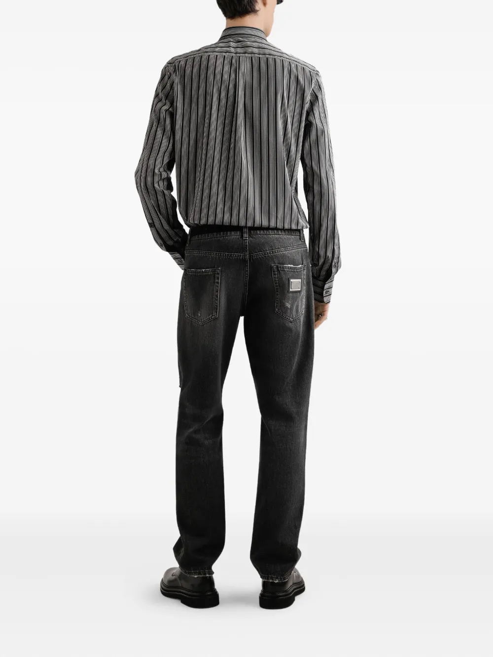 Dolce & Gabbana Jeans met gerafeld logoplakkaat Zwart