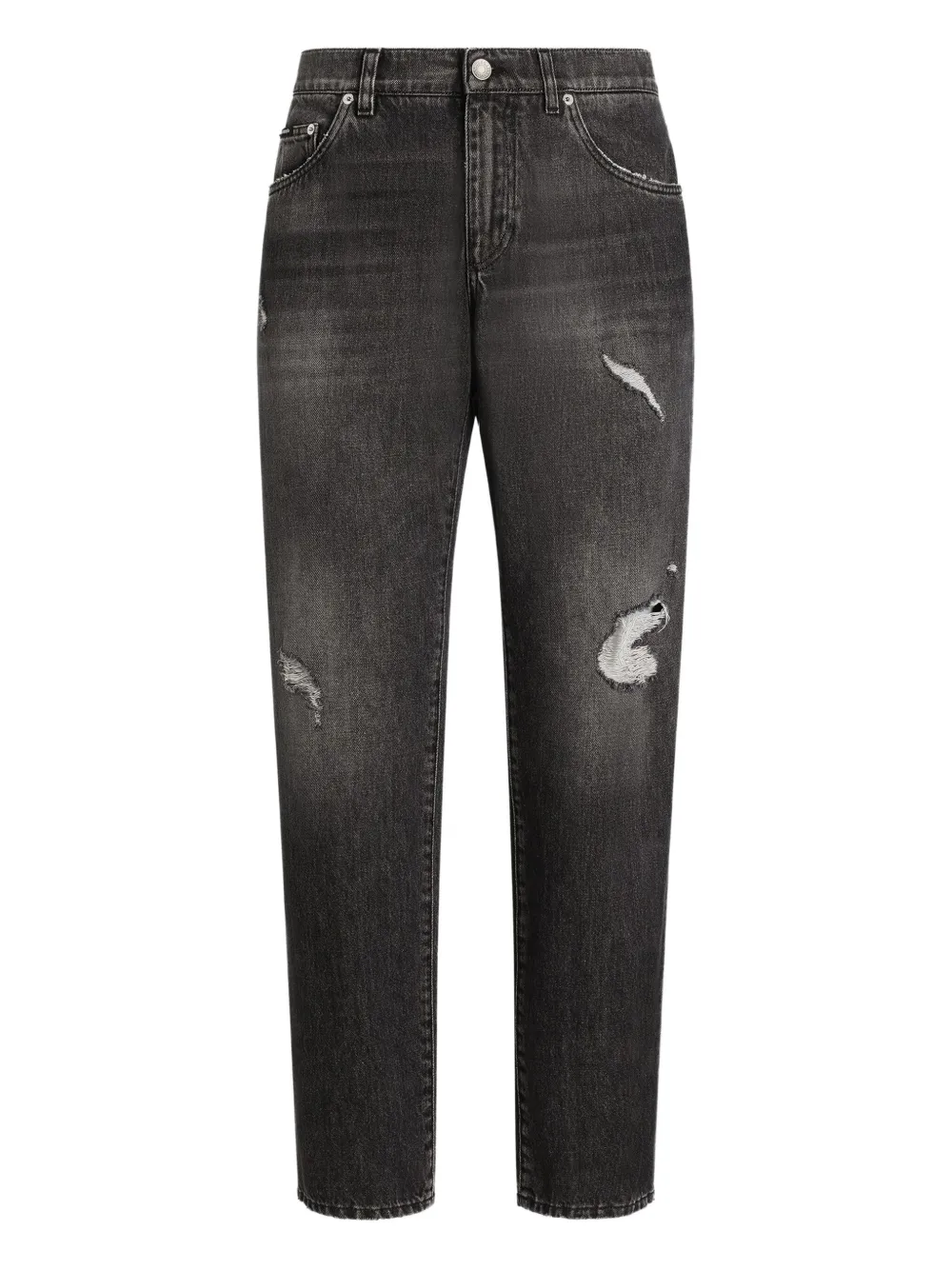 Dolce & Gabbana Jeans met gerafeld logoplakkaat Zwart