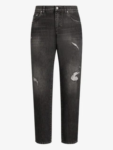 Dolce & Gabbana distressed logo-plaque jeans