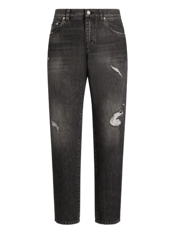 Dolce & Gabbana Calça Jeans Efeito Destroyed Com Placa De Logo
