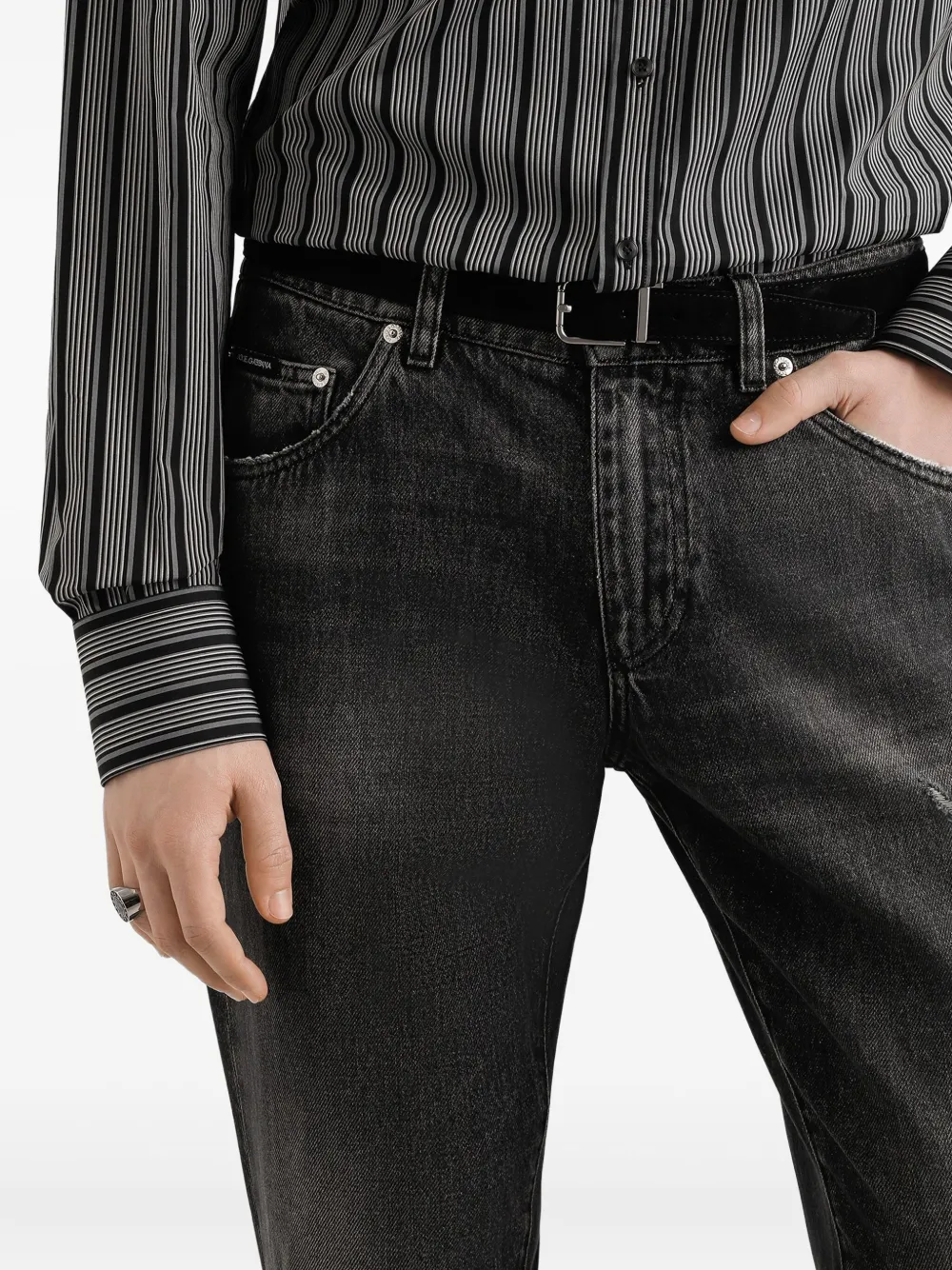 Dolce & Gabbana Jeans met gerafeld logoplakkaat Zwart