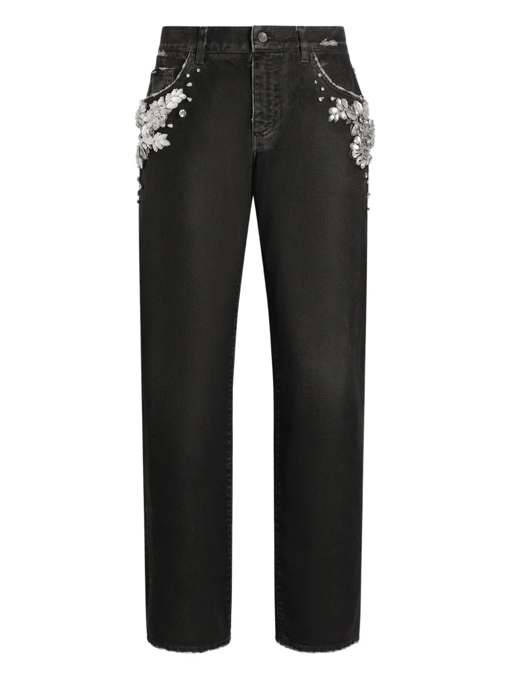 Dolce & Gabbana embroidered crystal-embellished jeans | Black | Image 1