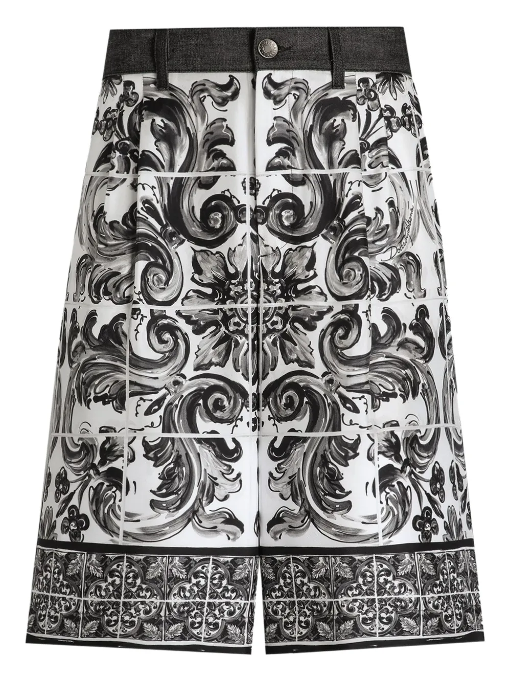 Dolce & Gabbana Majolica-print denim shorts | White | Image 1