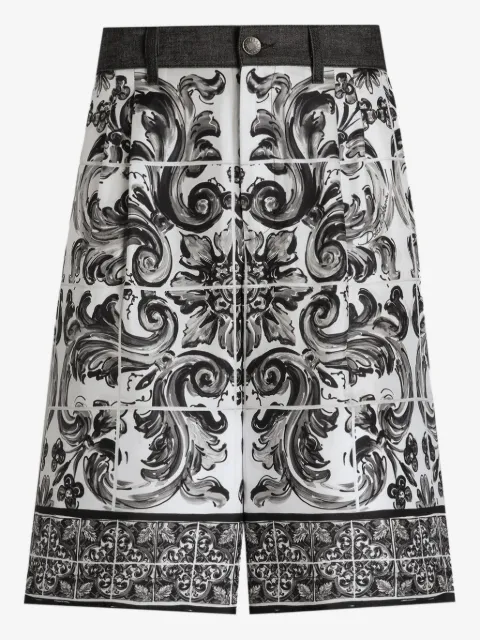 Dolce & Gabbana Majolica-print denim shorts
