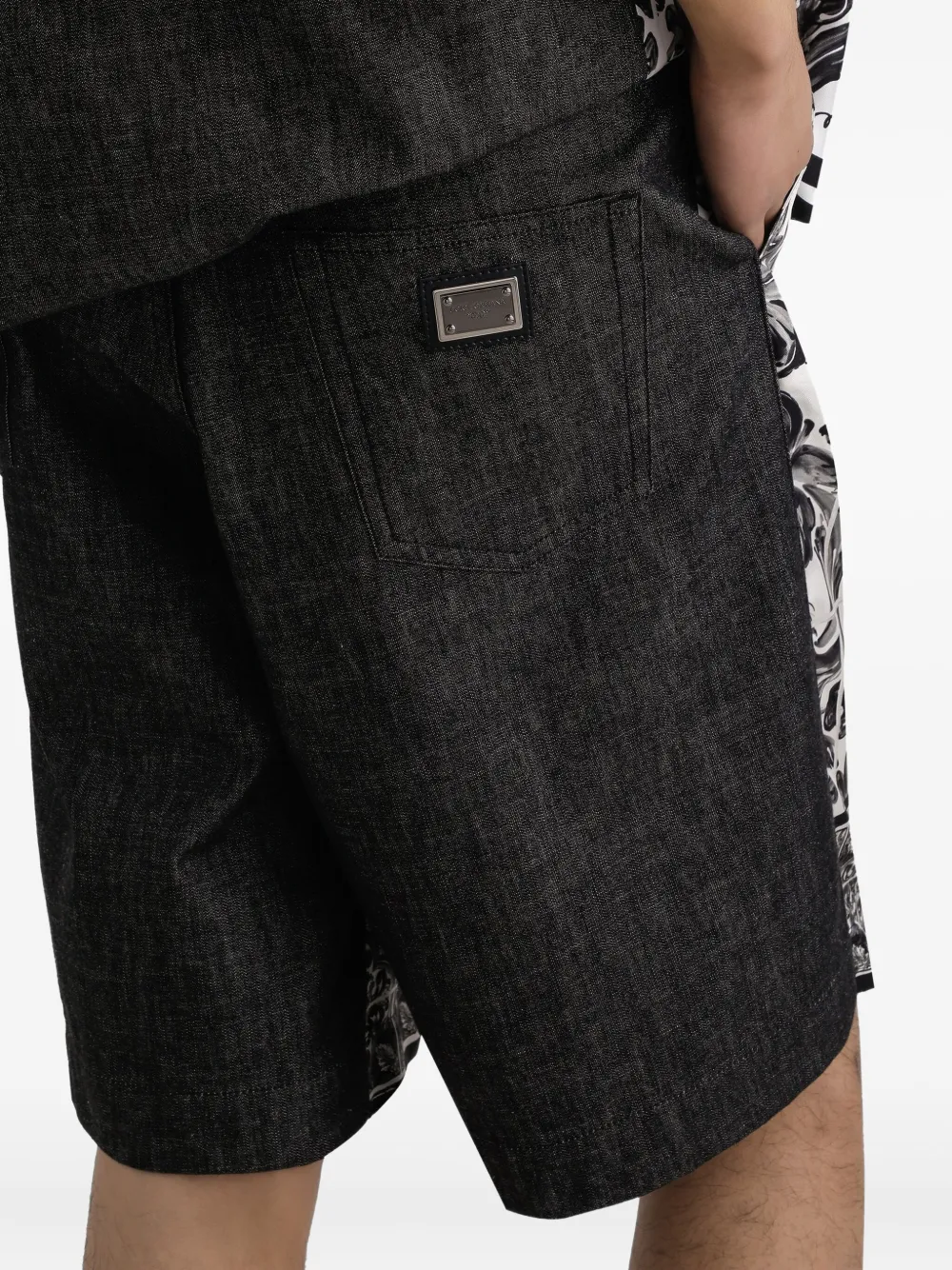 Dolce & Gabbana Denim shorts met Majolica-print Wit