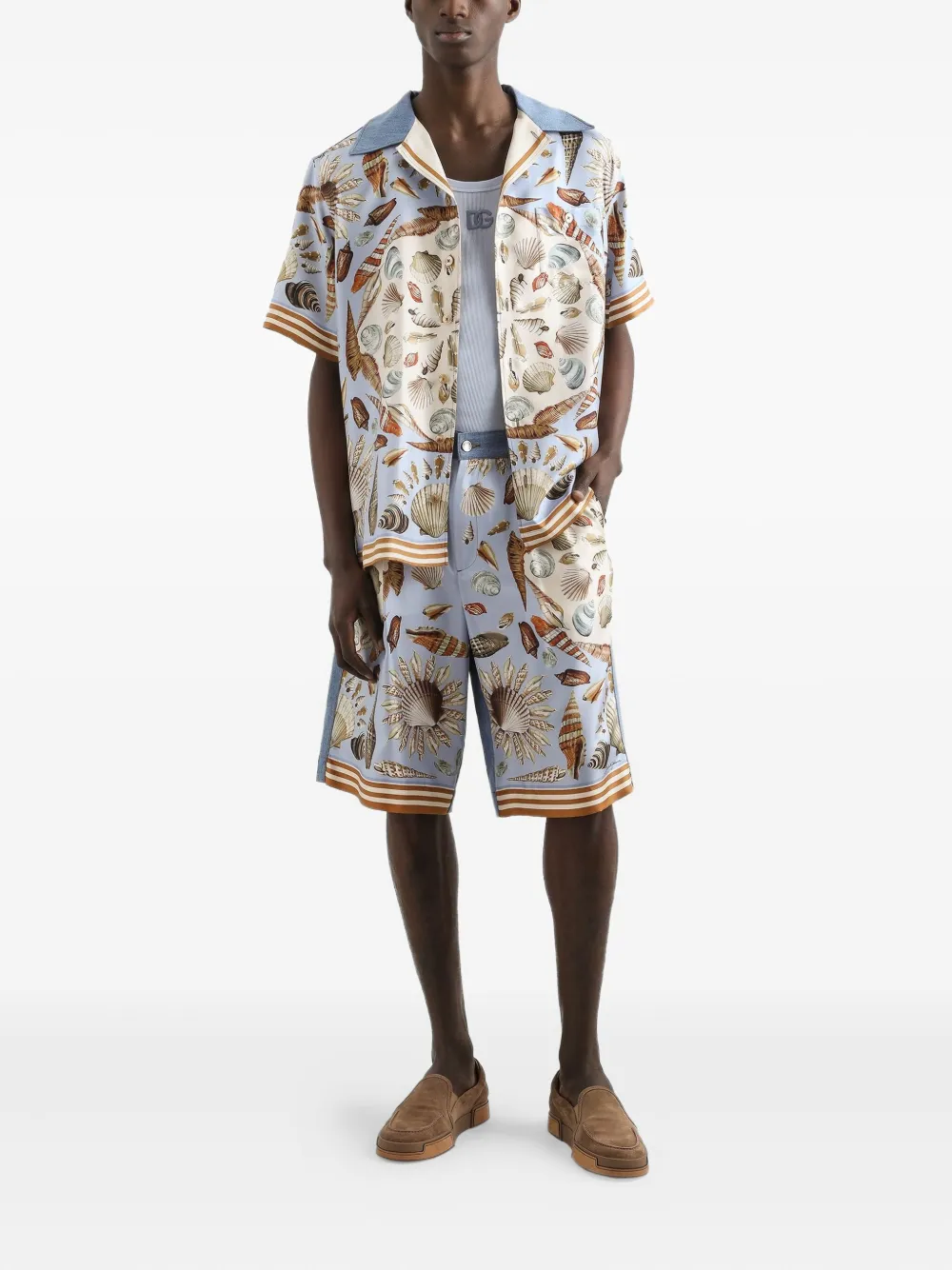Dolce & Gabbana Bermuda shorts van katoen-zijdeblend - Blauw