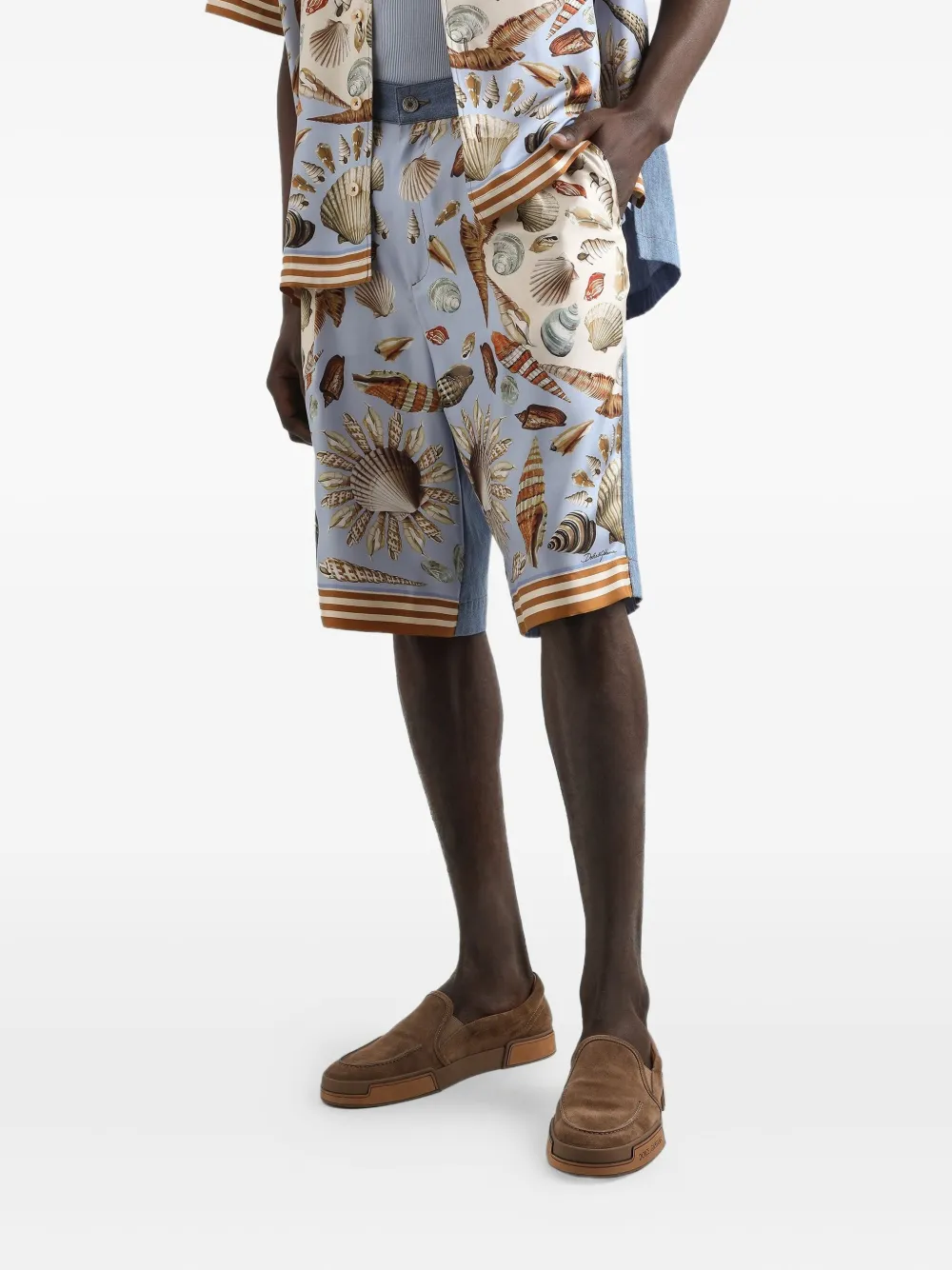 Dolce & Gabbana Bermuda shorts van katoen-zijdeblend Blauw