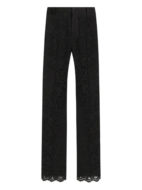 【送料&関税込】Dolce & Gabbana Lace Trousers Branded stretch lace pants in White for Women