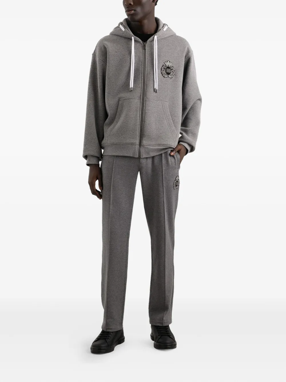 Dolce & Gabbana Logo-embroidered Side-stripe Track Pants In Gray
