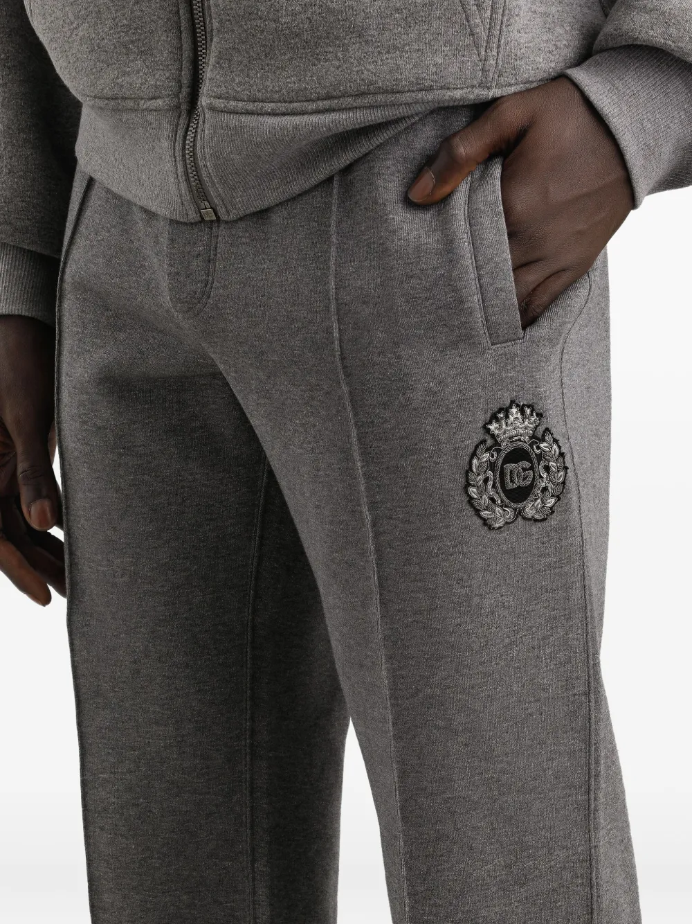 Dolce & Gabbana Logo-embroidered Side-stripe Track Pants In Gray