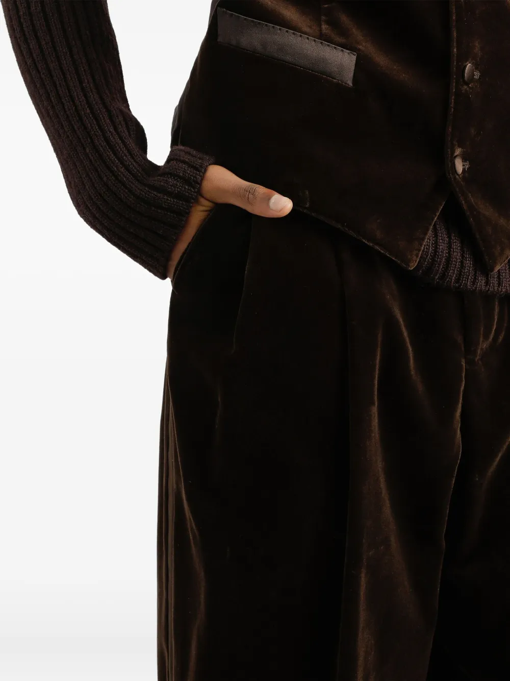 Dolce & Gabbana Fluwelen plooibroek Bruin