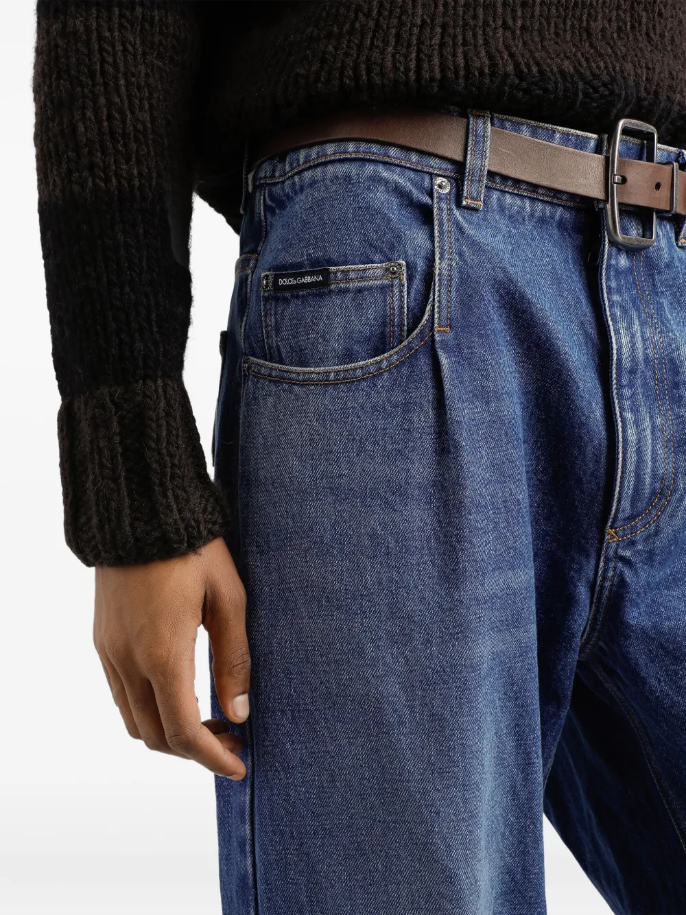 Dolce & Gabbana Jeans With Logo Patch In Blue