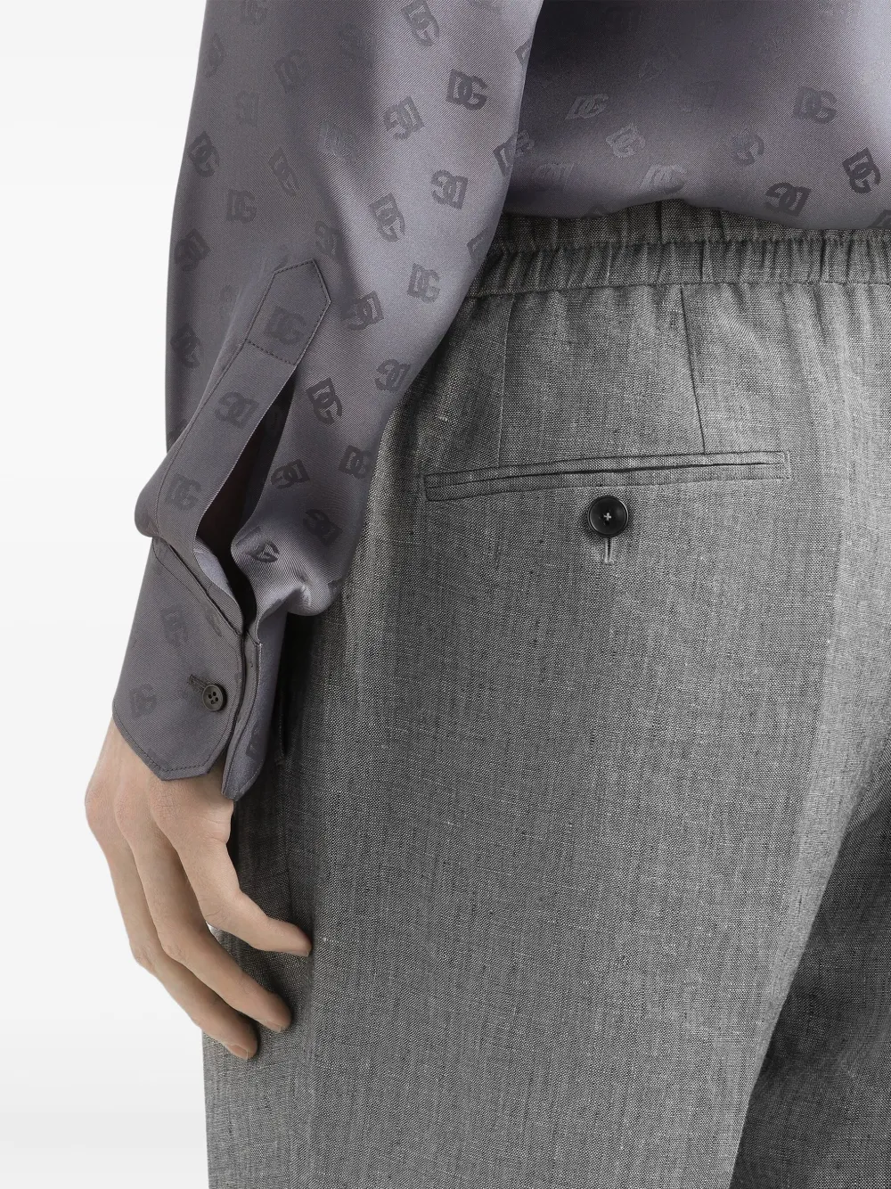 Dolce & Gabbana Drawstring Pleated Trousers In Gray