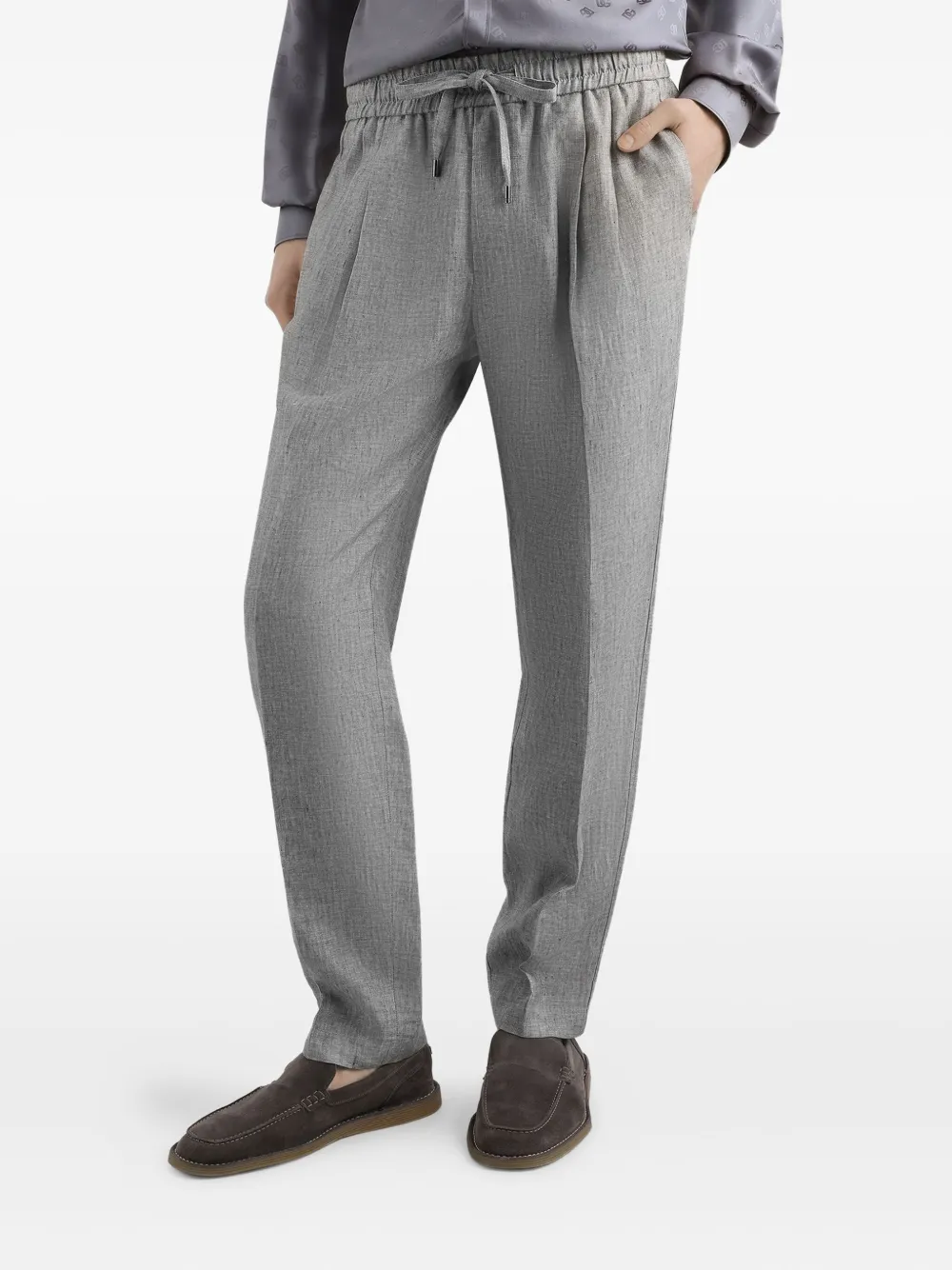 Dolce & Gabbana Drawstring Pleated Trousers In Gray