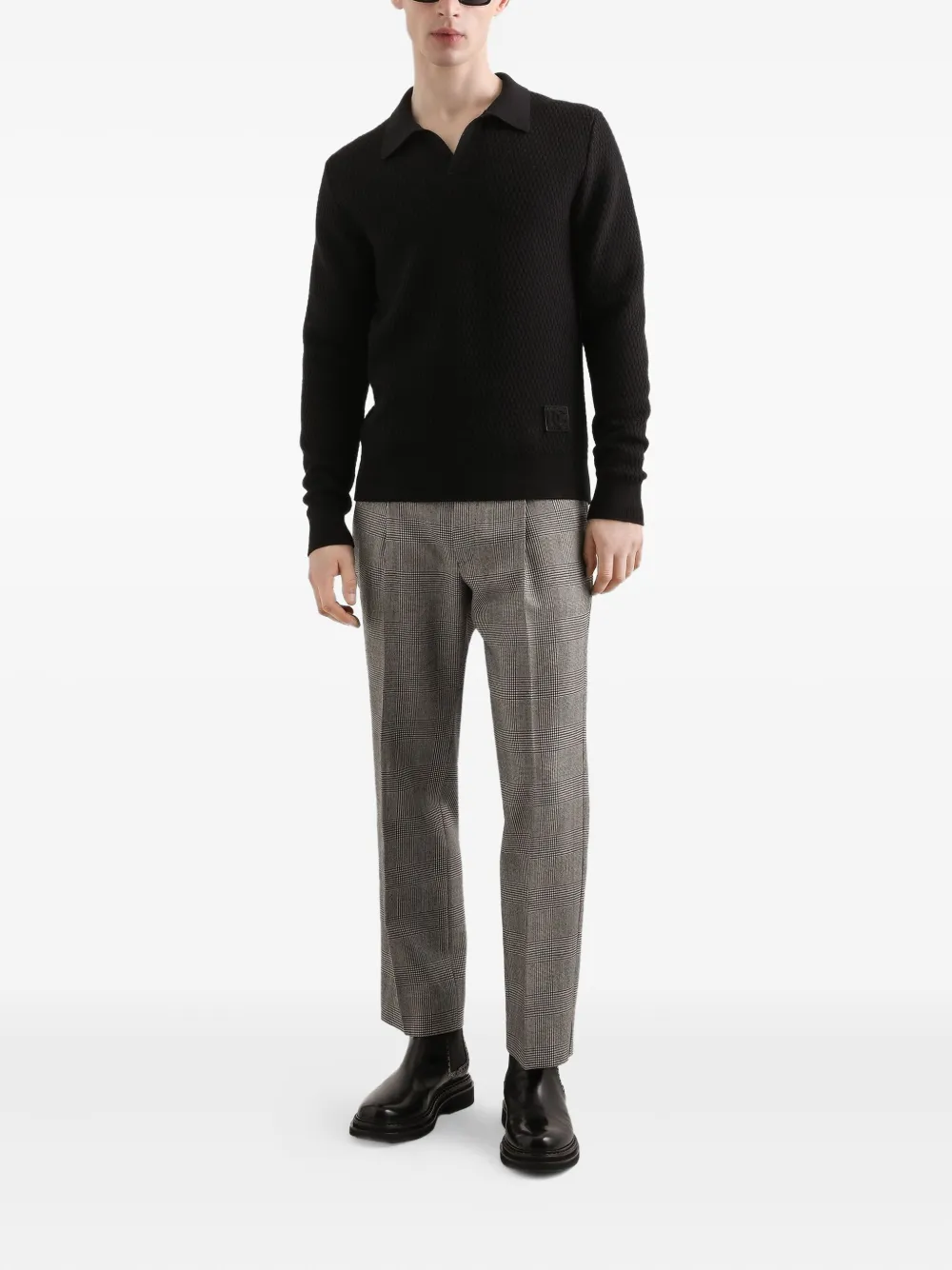 Dolce & Gabbana Geruite broek met geplooid detail - Grijs