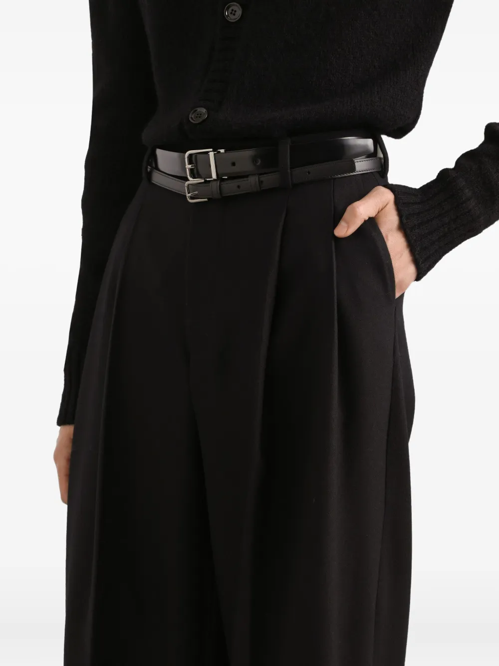 Dolce & Gabbana Wollen broek met geplooide voorkant Zwart