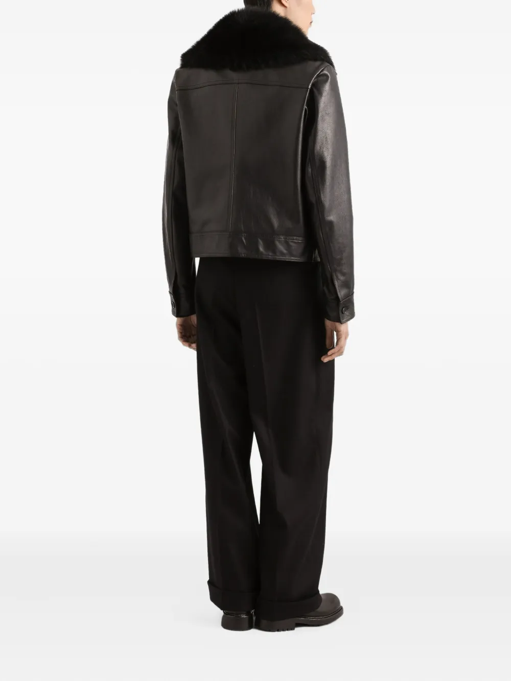 Dolce & Gabbana Wollen broek met geplooide voorkant Zwart