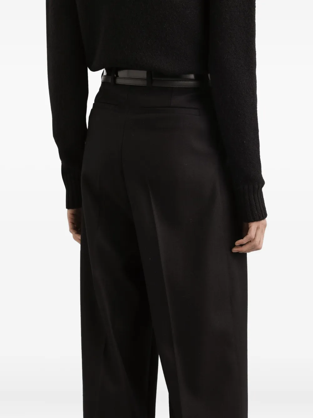 Dolce & Gabbana Wollen broek met geplooide voorkant Zwart