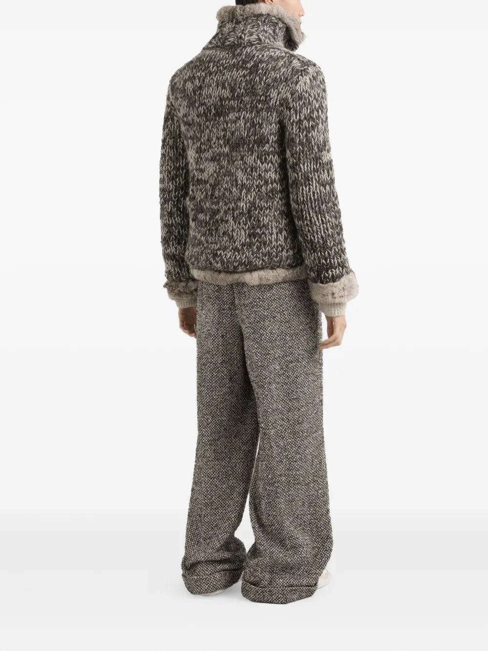 Dolce & Gabbana Broek met visgraatpatroon en geplooide voorkant Grijs