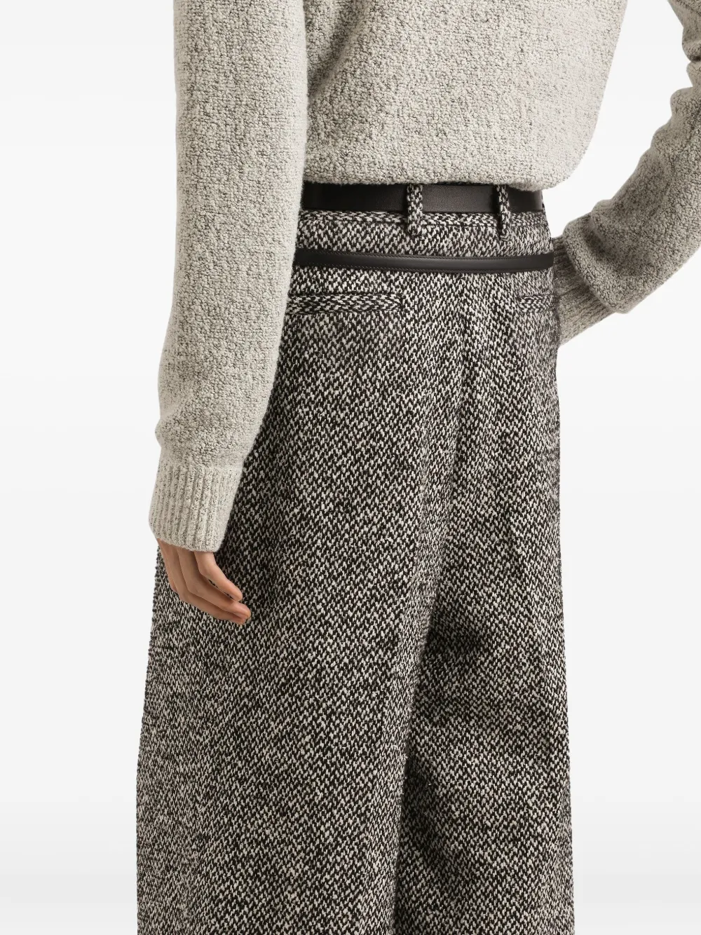 Dolce & Gabbana Broek met visgraatpatroon en geplooide voorkant Grijs