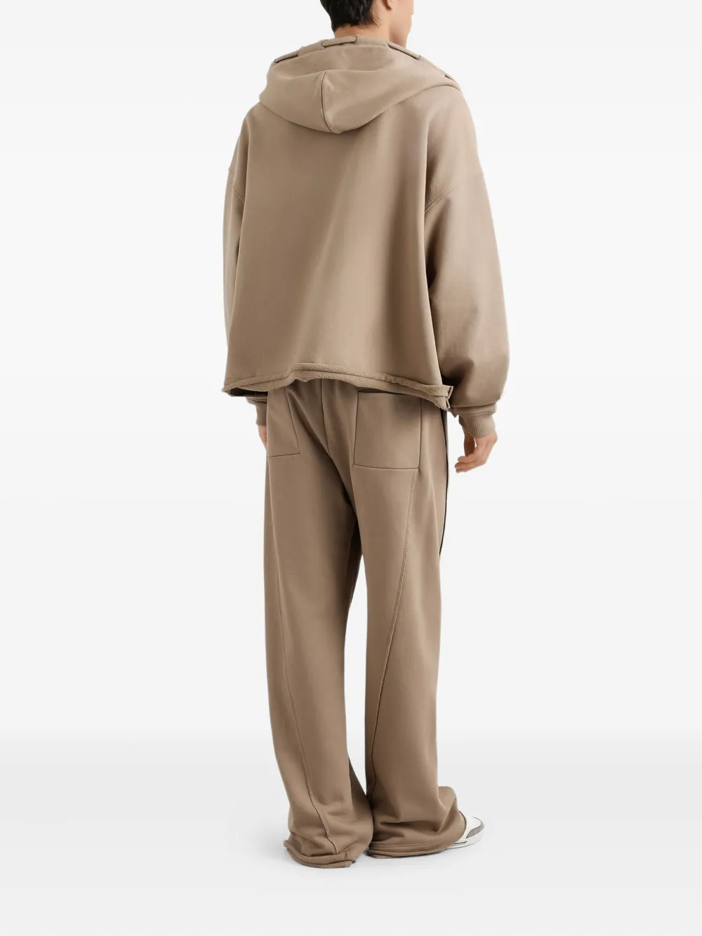 Dolce & Gabbana Drawstring Frayed-edge Track Pants In Brown