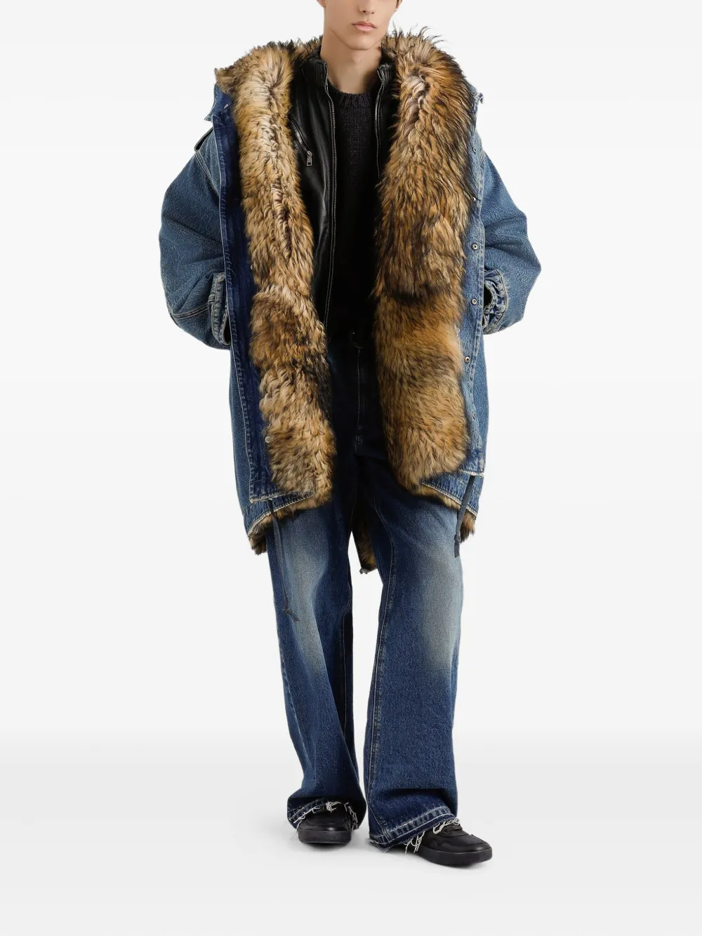 Dolce & Gabbana Jeans met wijde pijpen en logoplakkaat - Blauw