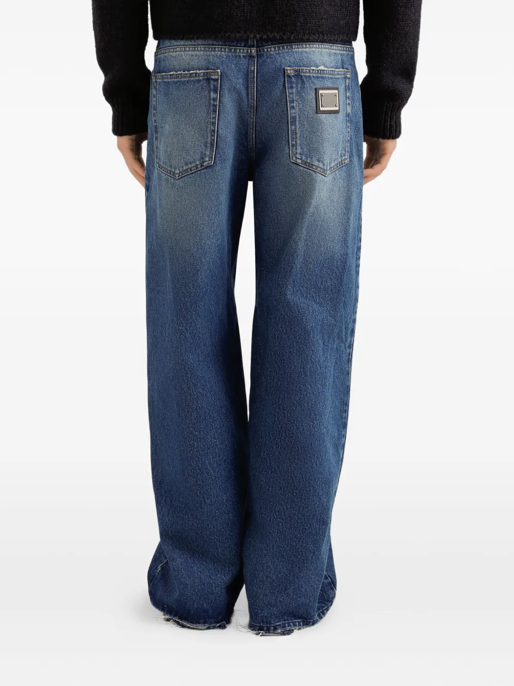 Dolce & Gabbana Jeans met wijde pijpen en logoplakkaat Blauw
