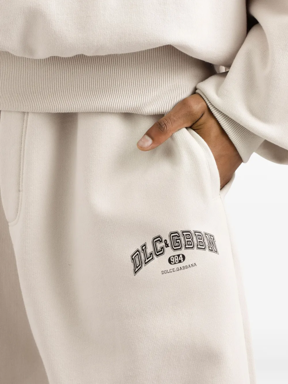Dolce & Gabbana Drawstring Logo-print Track Pants In Gold