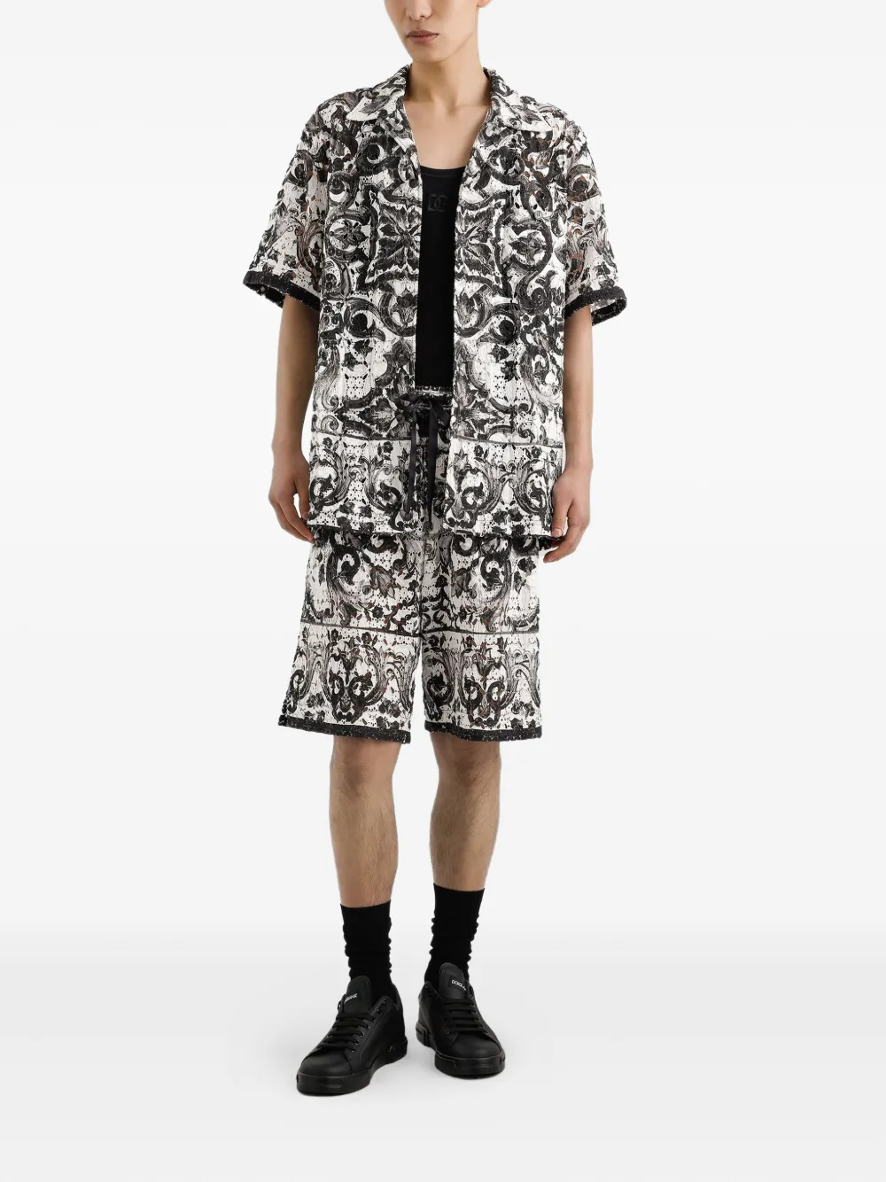 Dolce & Gabbana Shorts met Majolica-print Zwart