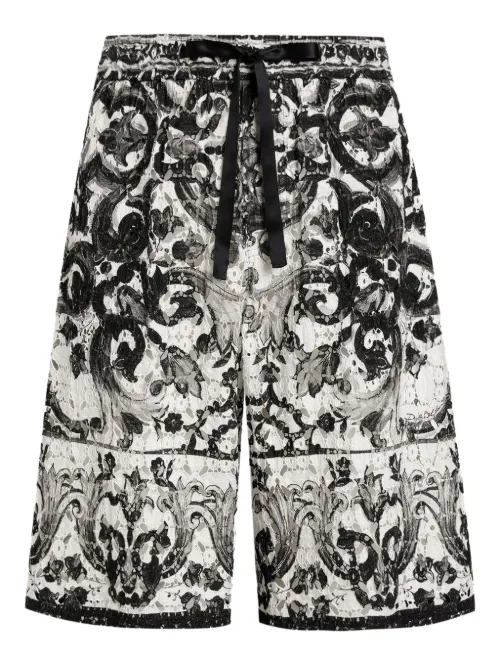 Short en coton à imprimé Majolica - Dolce & Gabbana - Modalova