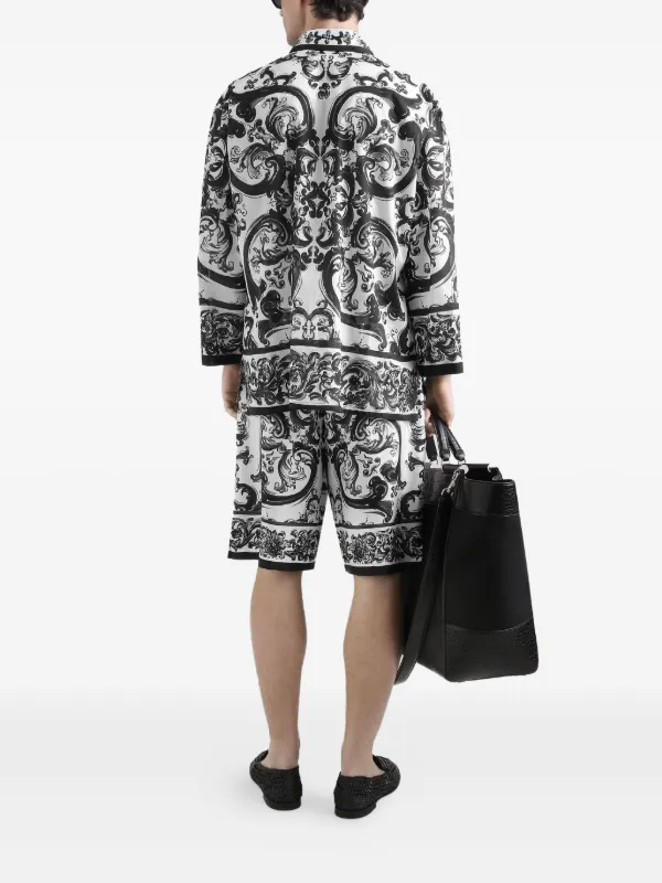 ◆大人気◆【Dolce&Gabbana】マヨリカプリント シルクショーツ Dolce & Gabbana マヨリカ バミューダショーツ | ホワイト