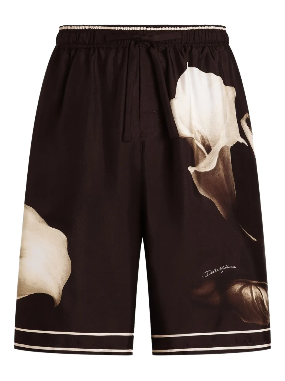 calla lily-print drawstring shorts