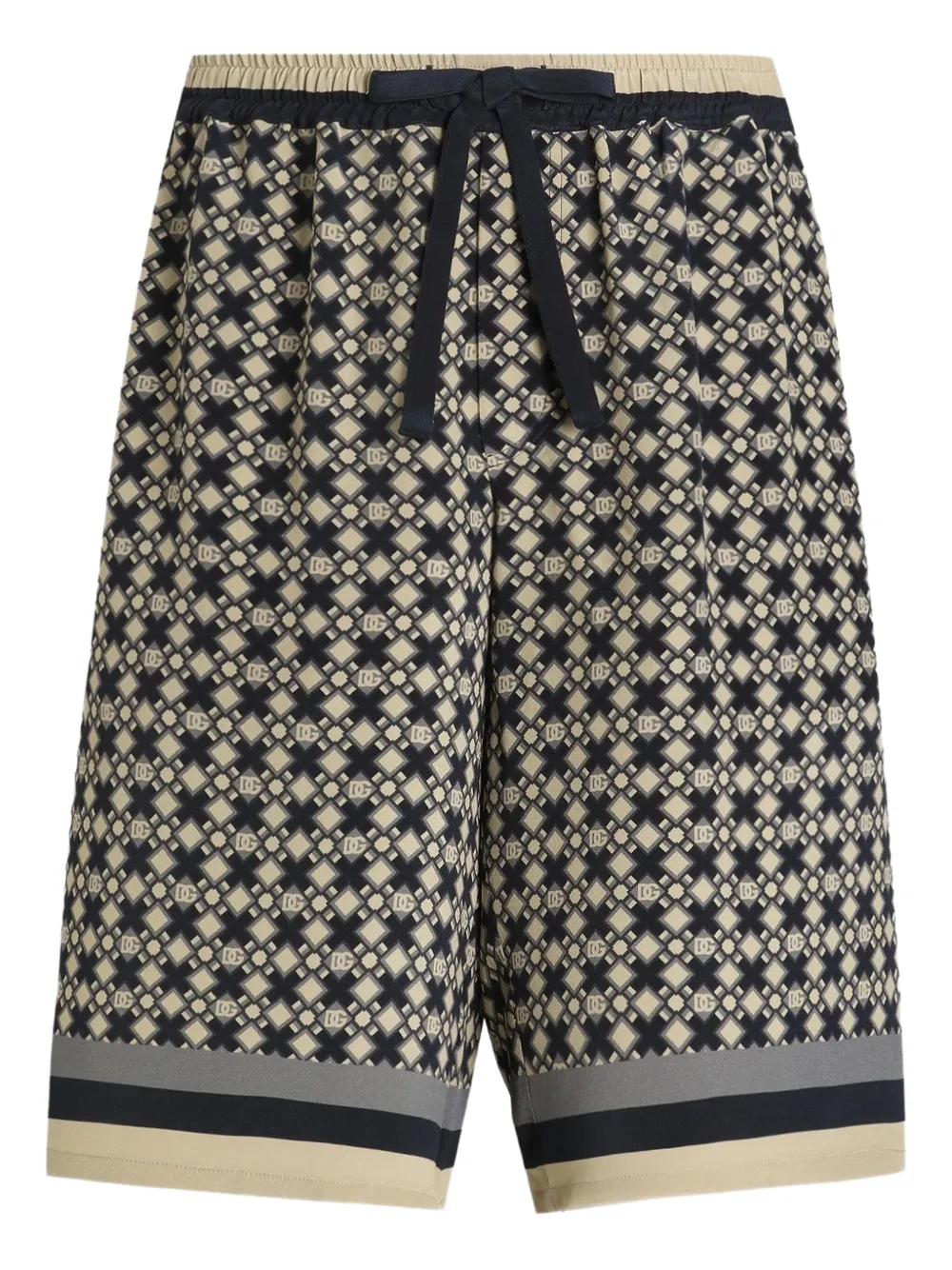 geometric-pattern drawstring shorts