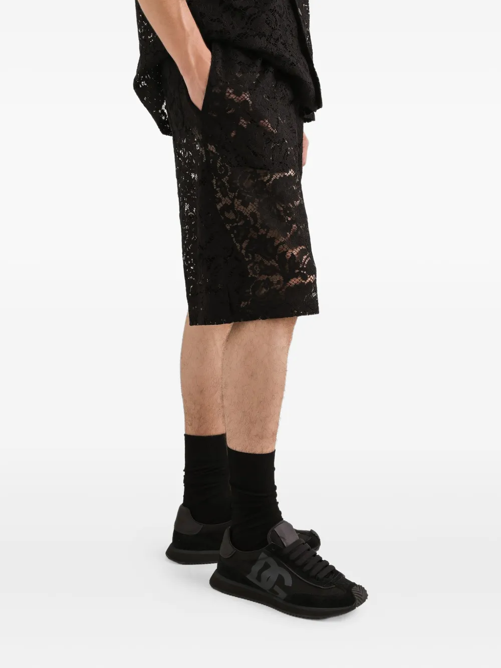 Dolce & Gabbana Shorts met trekkoord en kant Zwart