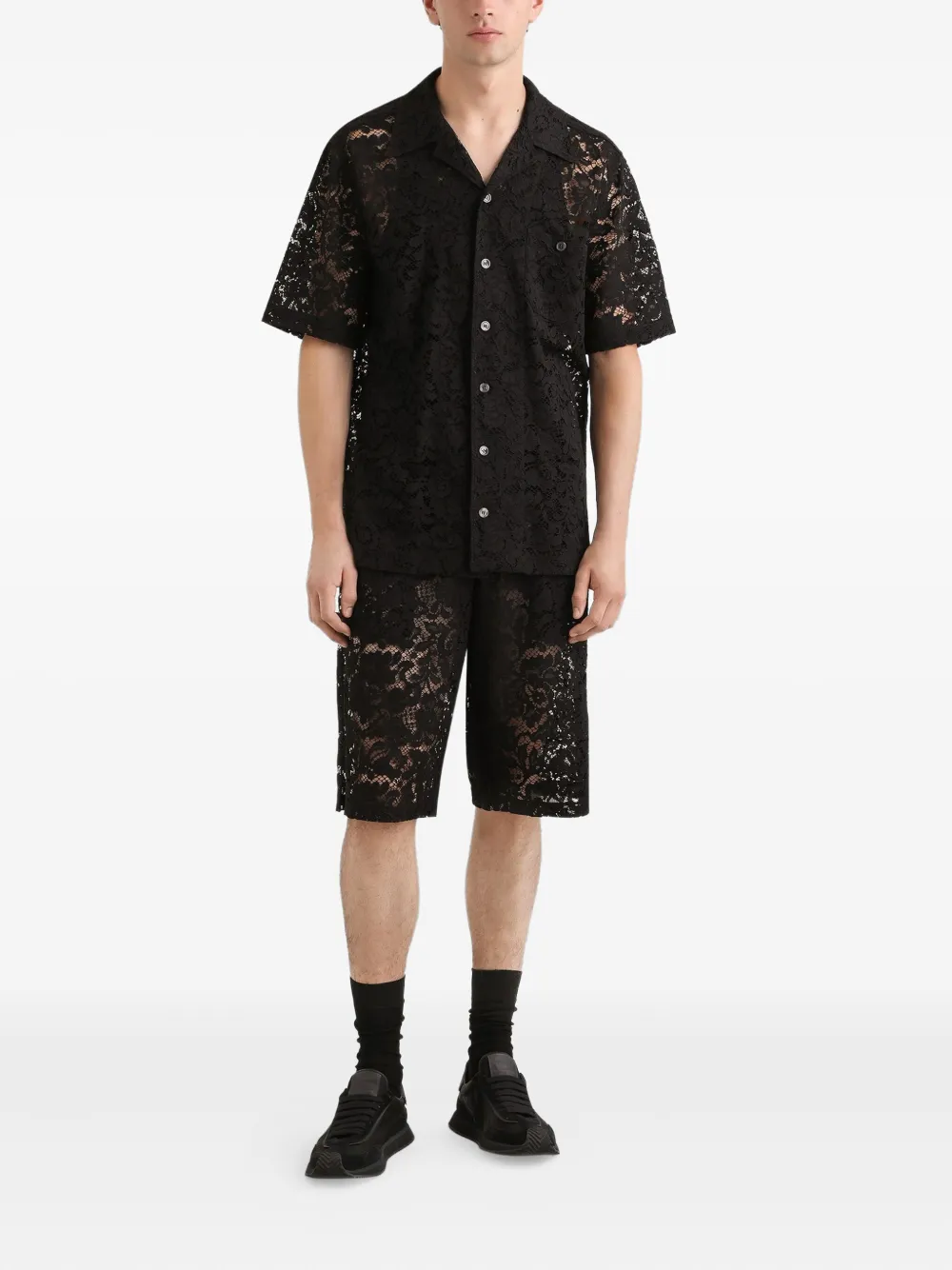 Dolce & Gabbana Shorts met trekkoord en kant Zwart