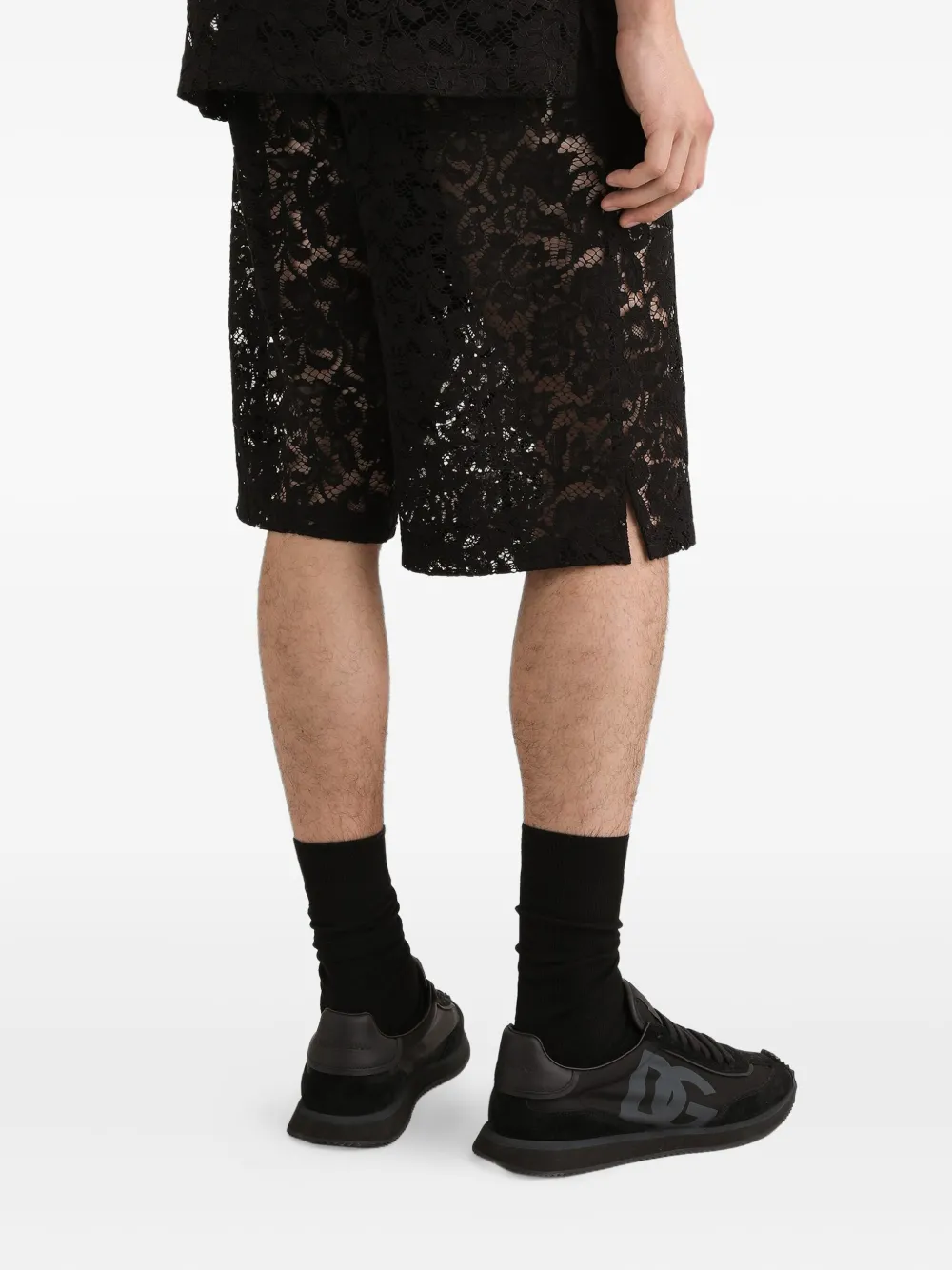 Dolce & Gabbana Shorts met trekkoord en kant Zwart