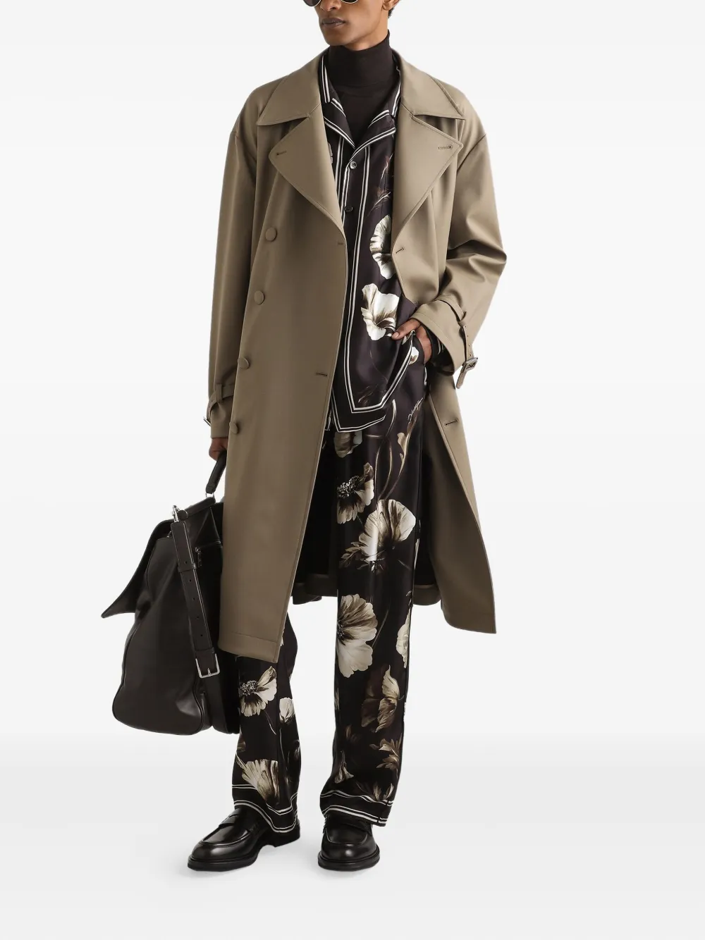 Dolce & Gabbana Broek met klaprozenprint en trekkoord - Bruin