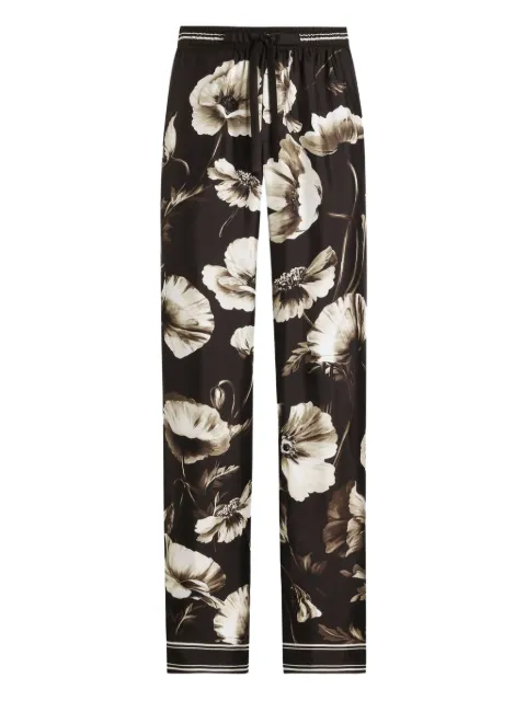 Dolce & Gabbana poppy-print drawstring trousers
