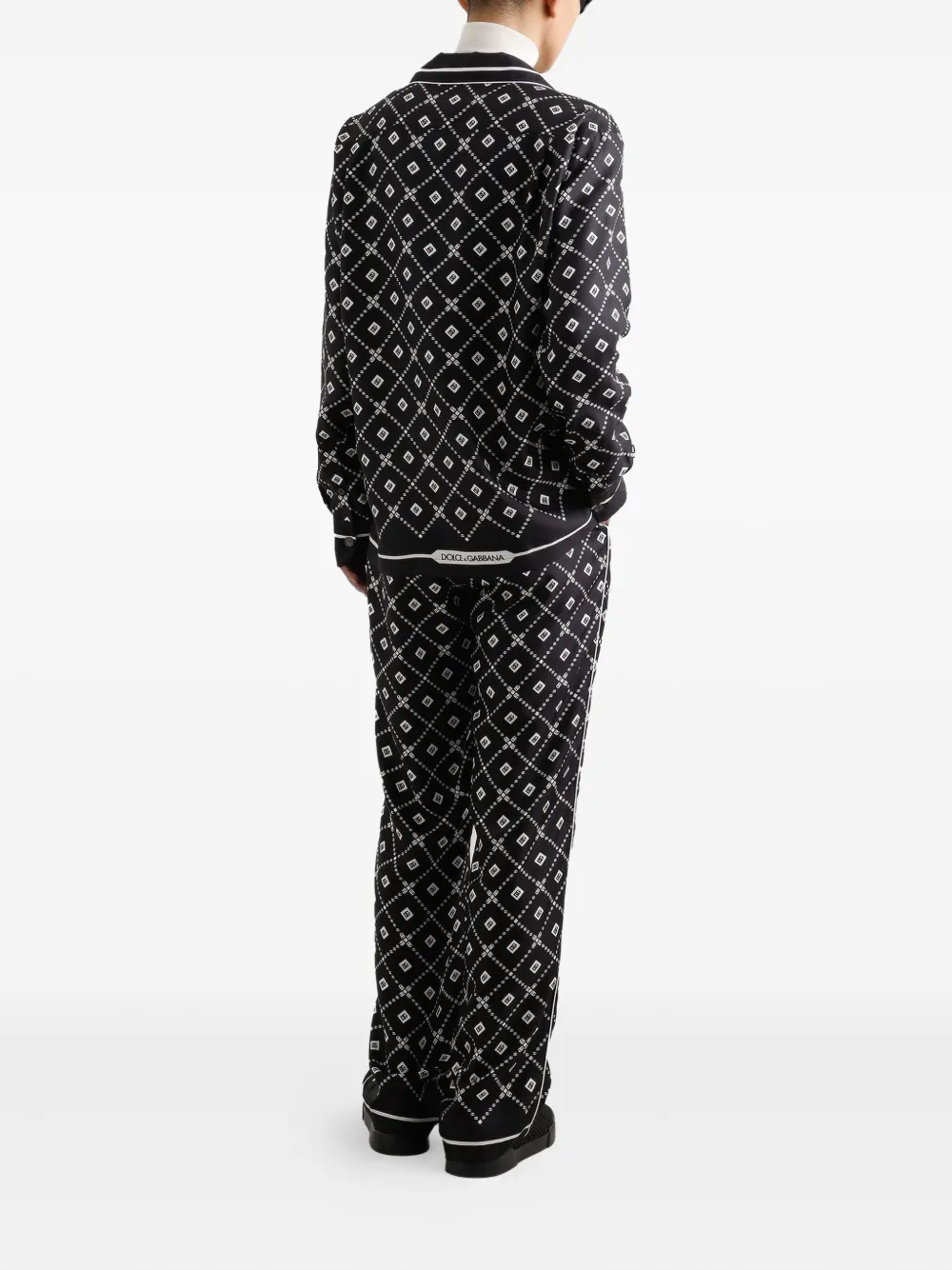 Dolce & Gabbana Broek met trekkoord en geometrisch patroon Zwart