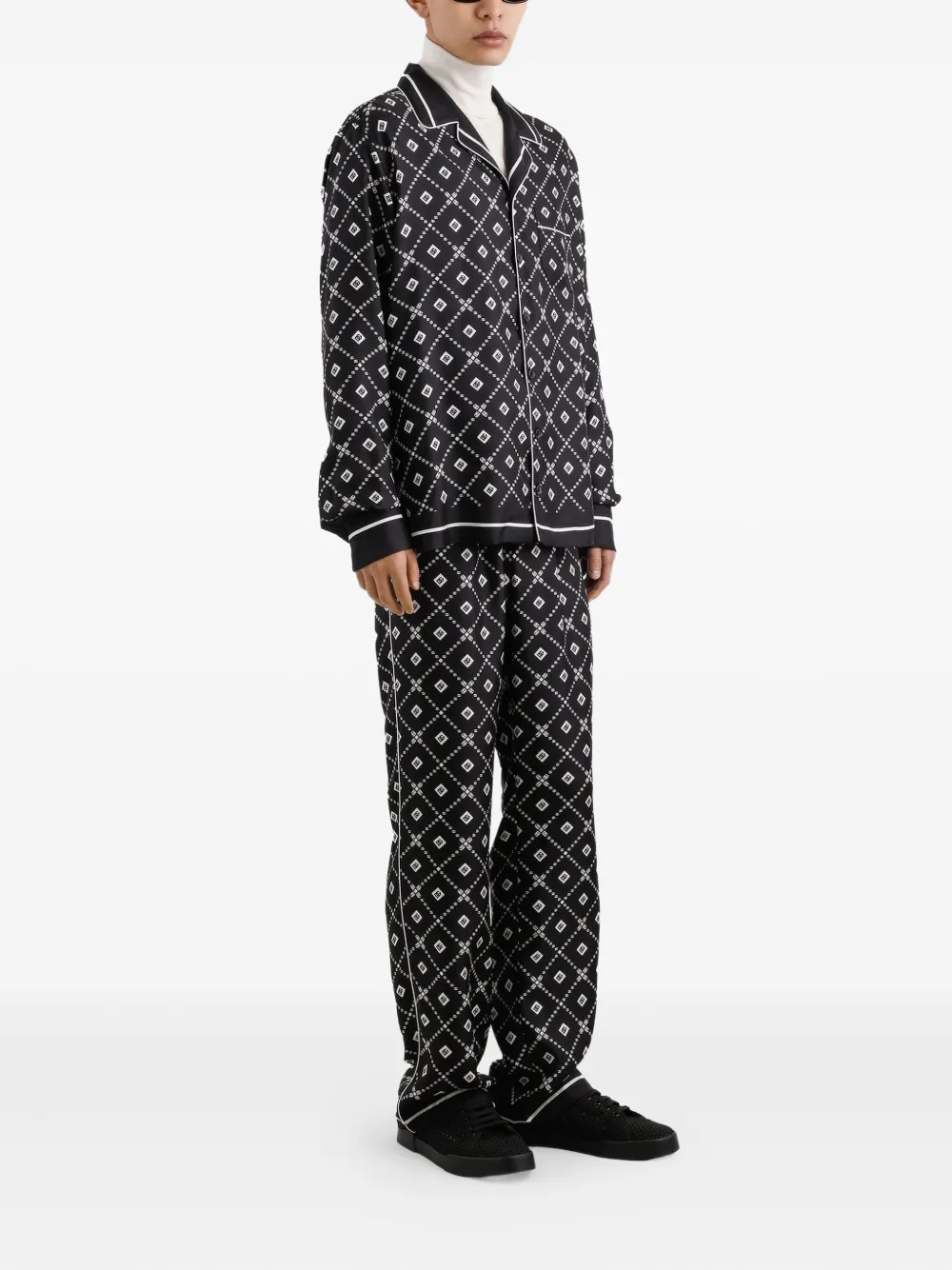 Dolce & Gabbana Broek met trekkoord en geometrisch patroon Zwart
